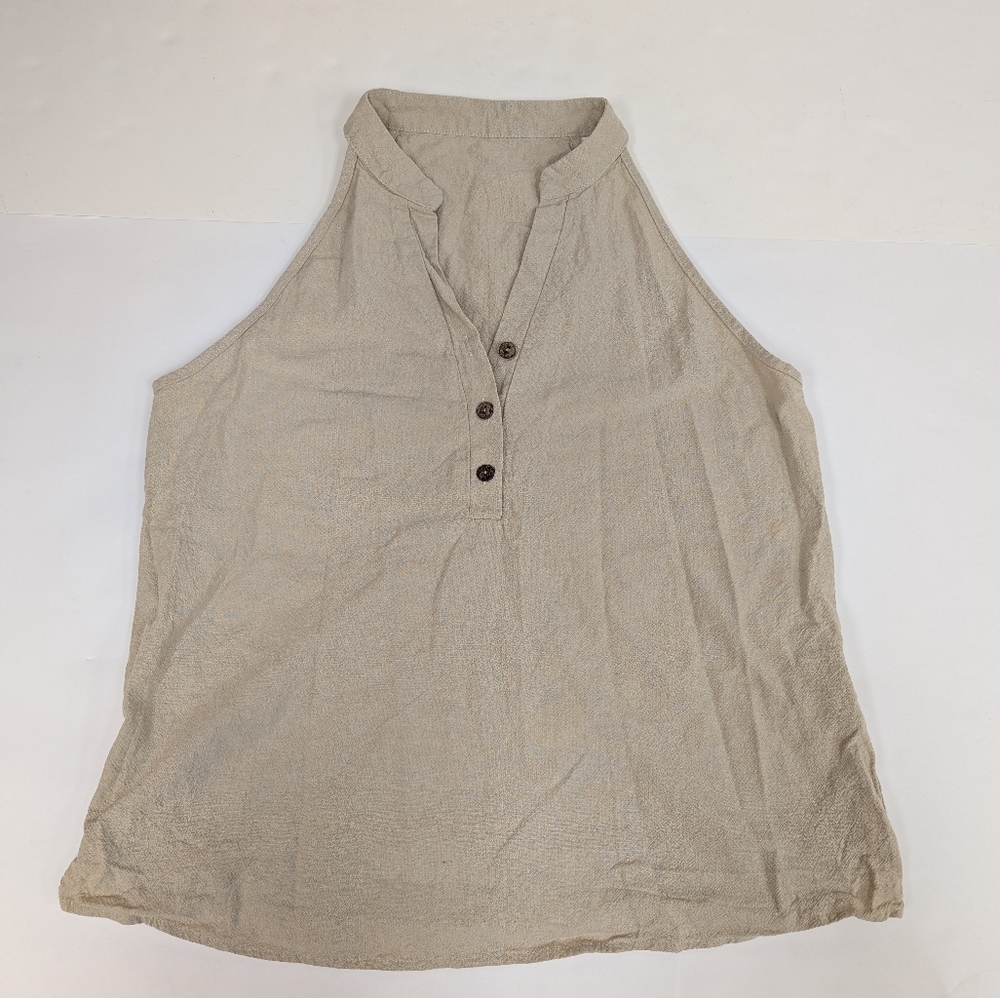100% Cotton Brown Racer Back Sleeveless Tank Large [178]